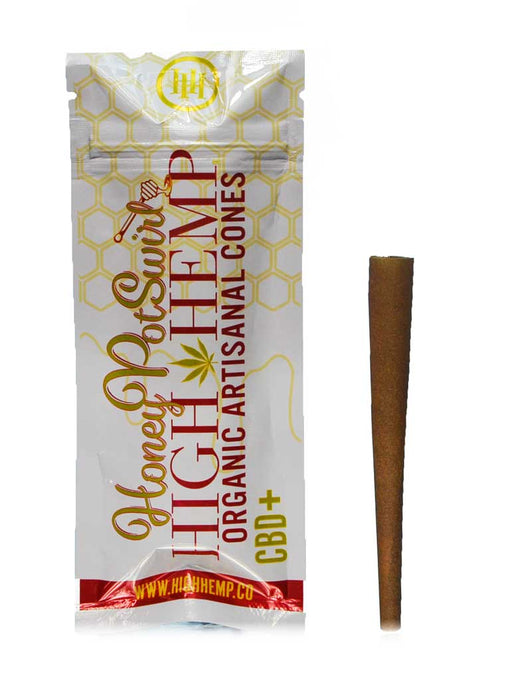 High Hemp Cones Honey Pot Swirl Individual Pack With One Cone Showing