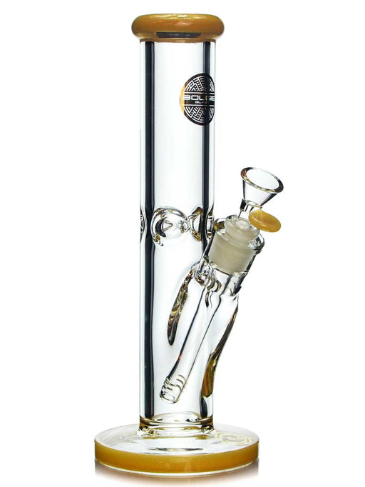 12 inch straight shooter bong with ice catcher and orange accents by Bougie Glass.