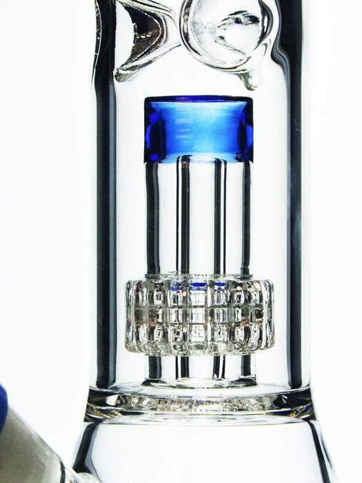 closeup of matrix percolator with blue accents by Diamond Glass.