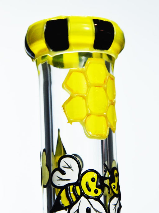 Closeup of mouthpiece of 10" honeybee bong.
