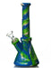 8.5 inch blue and green silicone beaker bong with glass bowl by Waxmaid.