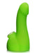 Silicone penis bong in green with glass bowl.