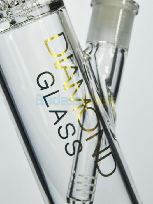 closeup of 15 inch waterpipe bong by Diamond Glass. 