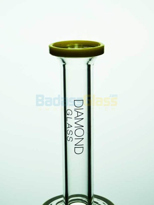 Yellow Gridded Stem line to Ball Waterpipe By Diamond Glass 