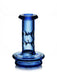 A cobalt blue glass smoking accessory with a flared base and a textured, bubble-filled central column, shown on a white background with a soft reflection.