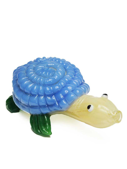 Glass Turtle Pipe with Blue Shell
