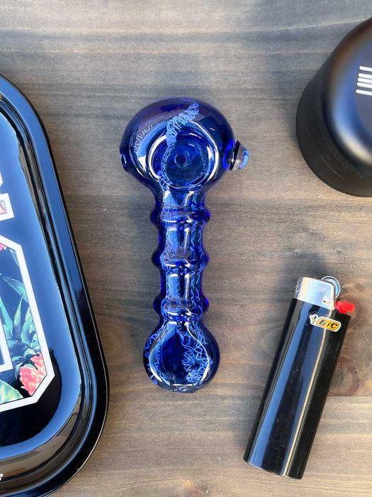 glass tobacco bowls Standard Bowl with Handle 14mm Male Avernic Smoke Shop Cobalt Blue Glass Pipe |