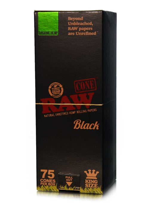 Raw Cones 75 Count Box King Size Black