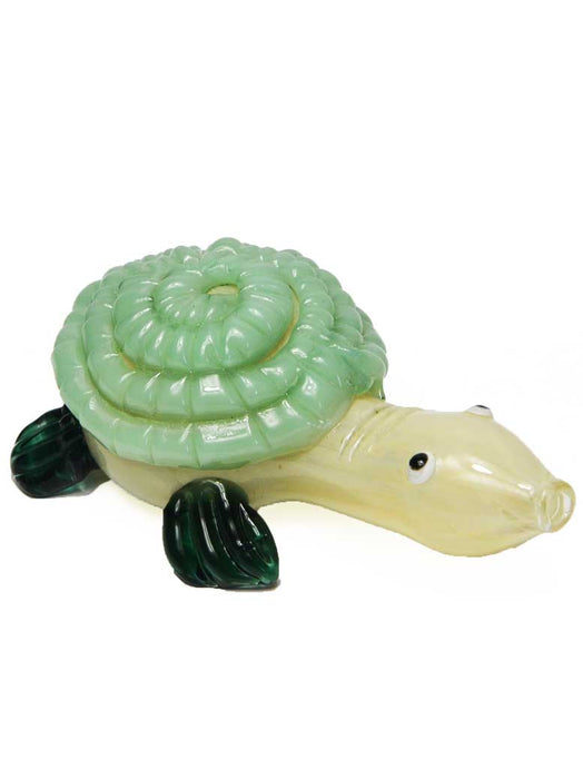 Glass Turtle Pipe with Mint Green Shell
