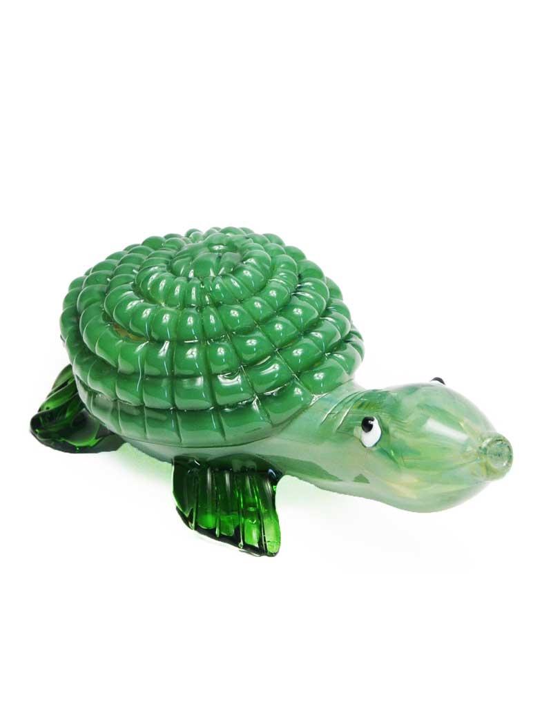 Glass Turtle Pipe in Dark Green 