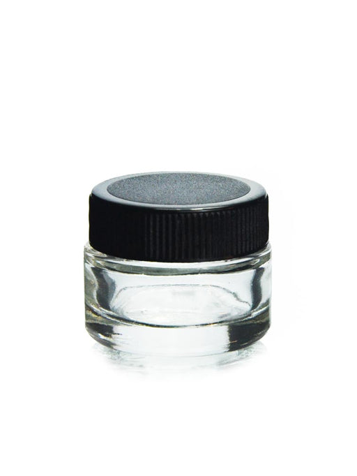 1 Gram Glass Container with Black Lid 