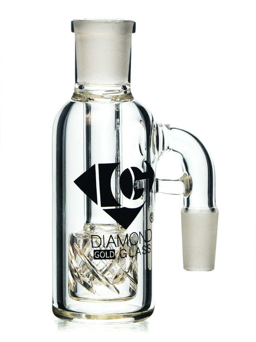 14mm 90 degree ash catcher with a reactor percolator by Diamond Glass.