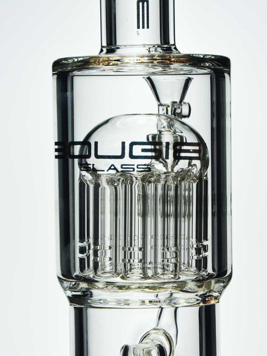 Widened middle chamber that houses the tree perc with gold bougie glass decal