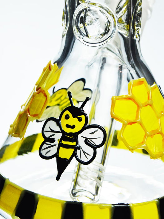 Closeup of the beaker and downstem on the 10" Honeybee Bong. 