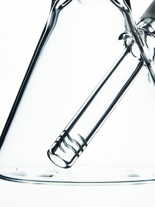 Closeup of the beaker and downstem of the 12" beaker bong by Diamond Glass.