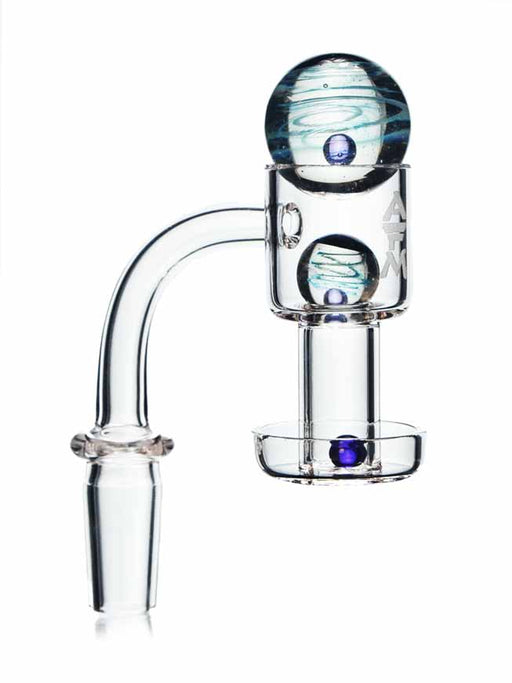14mm male 90 degree terp slurper banger with 2 marbles and a pearl by AFM.