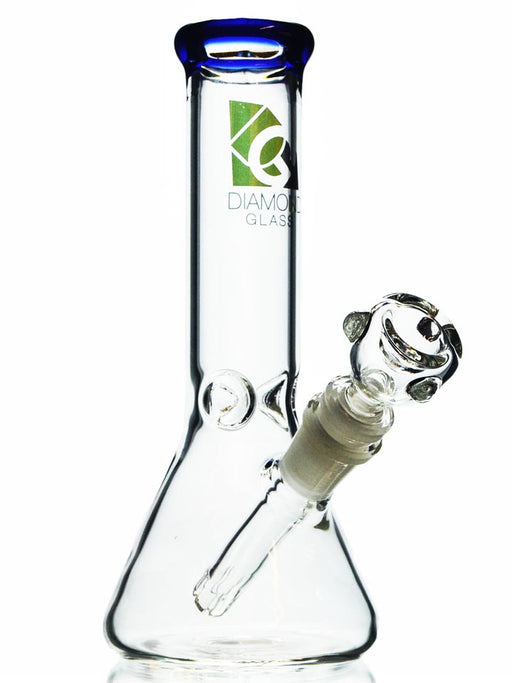 8" Mini Beaker Bong with 14mm round bowl and diffused downstem by Diamond Glass.