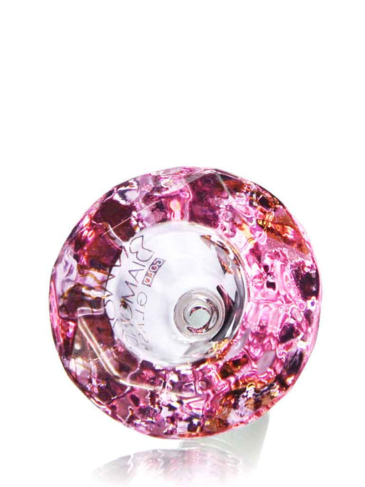 Top view of the pink diamond shaped bong bowl.