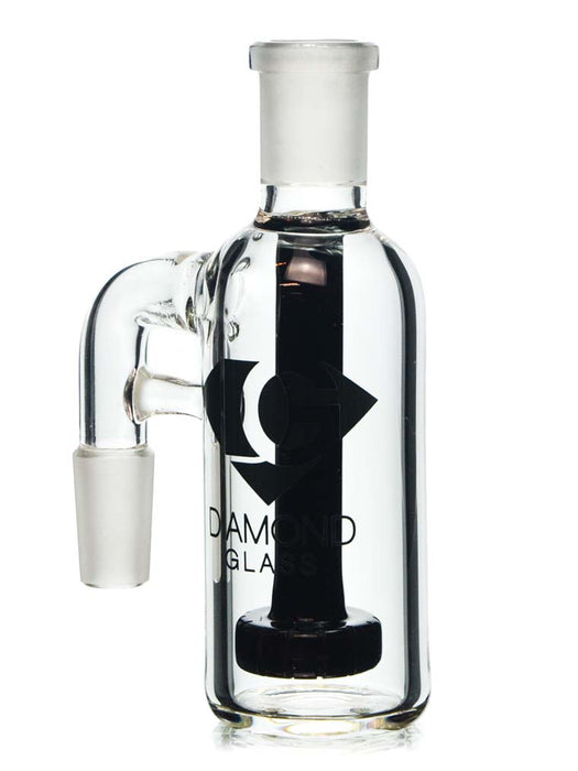 14mm 90 degree ash catcher with black showerhead percolator by Diamond Glass.
