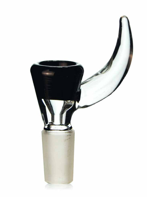14mm martini shaped bong bowl in black with a thick horn shaped handle.