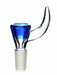 14mm martini shaped bong bowl in blue with a thick horn shaped handle.