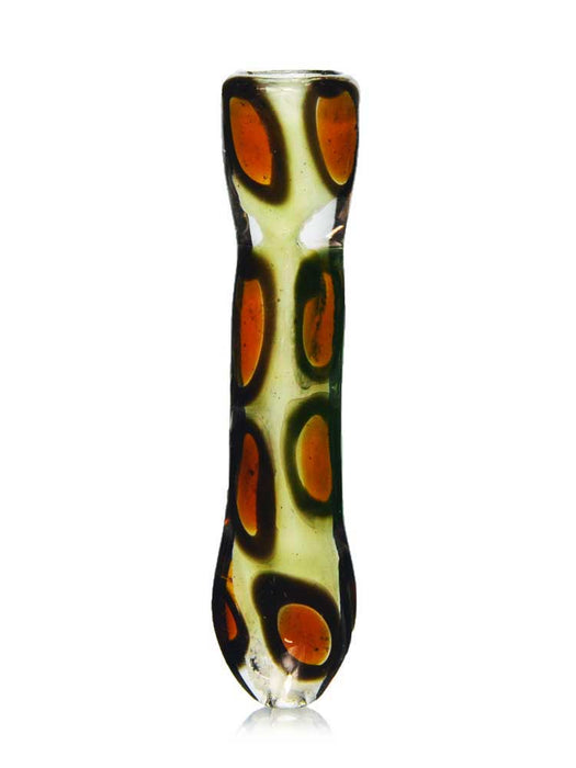 Light Green Chillum Pipe with Brown Leopard Spots