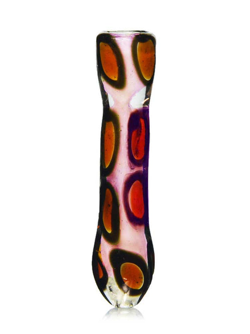 Light Pink Chillum Pipe with Brown Leopard Spots