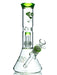 10.5 inch beaker bong with matrix percolator in slyme green accents by Diamond Glass.