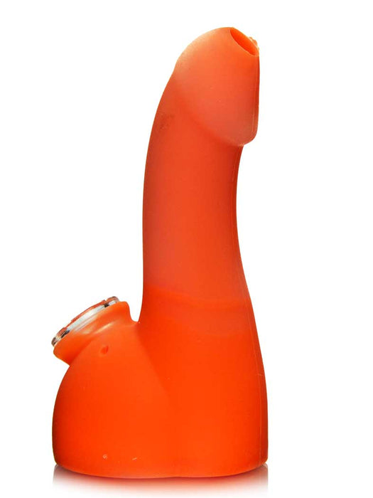 6 inch orange silicone penis bong with glass bowl.