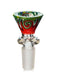 14mm martini shaped bong bowl with a red and green wig wag design all around and a thick ring above the joint.