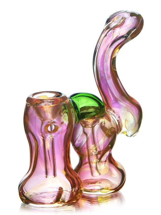 Pink Double Bubbler with Gold Fume
