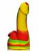 Silicone penis bong in rasta colors with glass bowl.