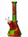 8.5 inch rasta color silicone beaker bong with glass bowl by Waxmaid.