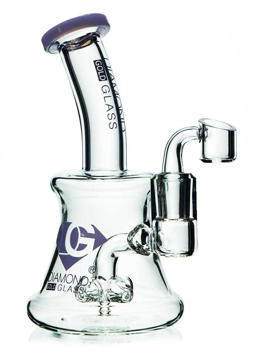Bent Neck Oil Rig with Cross Perc and Purple Accents by Diamond Glass