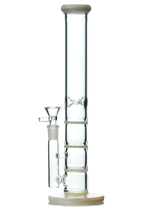 12 inch triple honeycomb bong with ice catcher and 14mm bowl in white accents.
