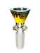 14mm martini shaped bong bowl with a yellow and green wig wag design all around.